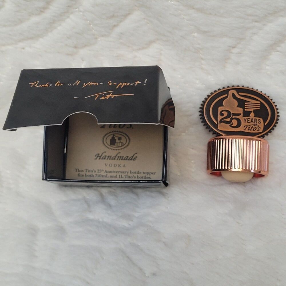 Titos Vodka 25th Anniversary Bottle Topper Stopper Collectible New in Box